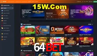 Interface moderna da plataforma 64BET